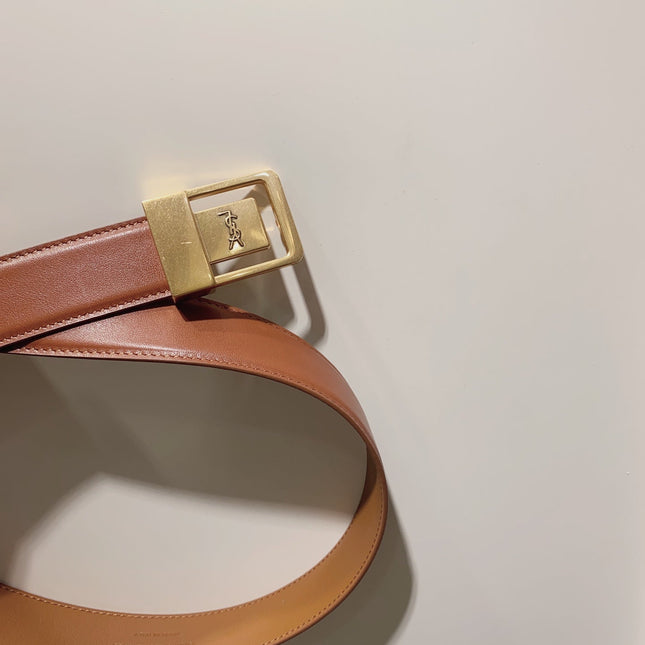 YSL 25S BELT 30 MM IN BROWN CALFSKIN 520627