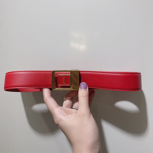 YSL 25S BELT 30 MM IN RED CALFSKIN 520628