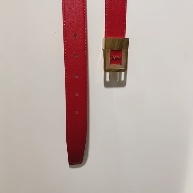 YSL 25S BELT 30 MM IN RED CALFSKIN 520628