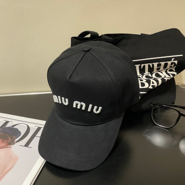 MIUMIU EMBROIDERED DENIM BASEBALL CAP STYLE 74