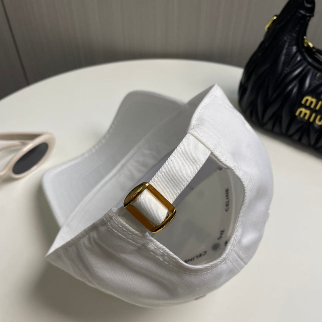 CELINE BASEBALL CAP 910977 IN WHITE CANVAS