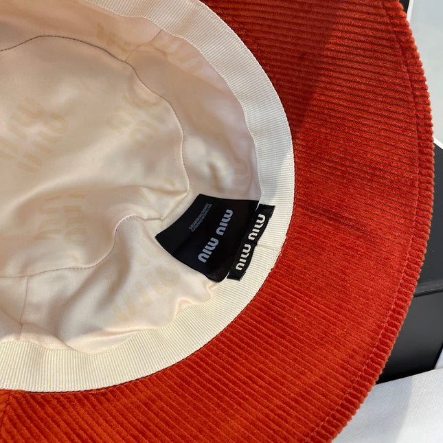 MIUMIU BUCKET IN ORANGE VELVET WITH LOGO