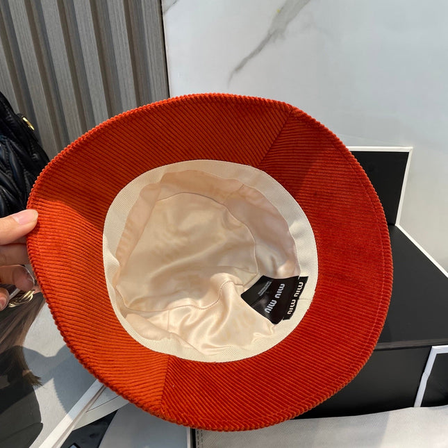MIUMIU BUCKET IN ORANGE VELVET WITH LOGO