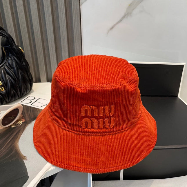 MIUMIU BUCKET IN ORANGE VELVET WITH LOGO