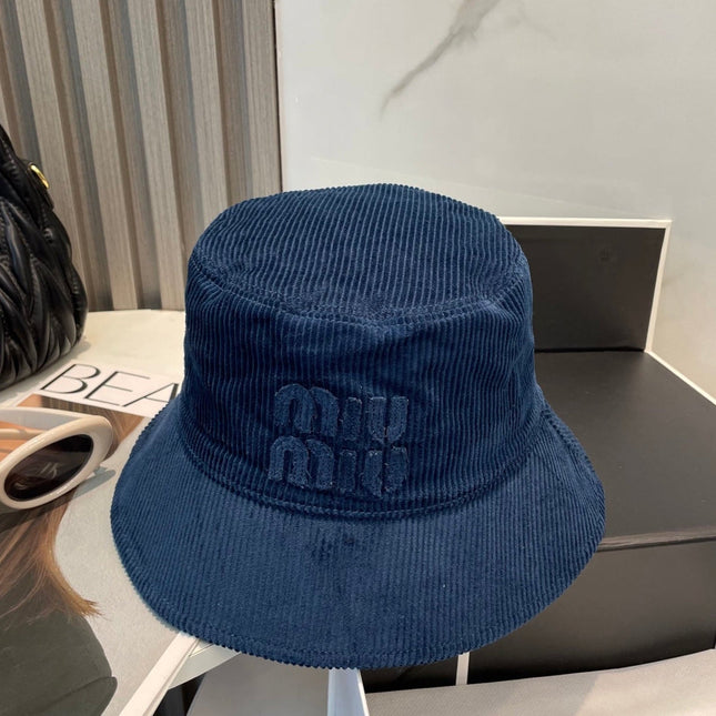 MIUMIU BUCKET IN NAVY BLUE VELVET WITH LOGO
