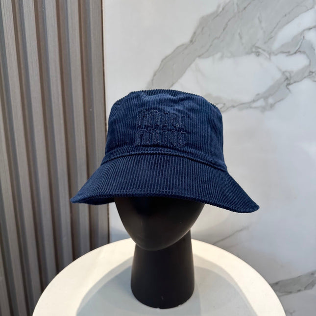 MIUMIU BUCKET IN NAVY BLUE VELVET WITH LOGO