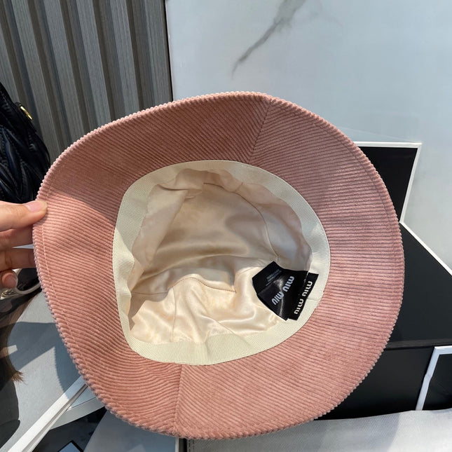 MIUMIU BUCKET IN PEACHY PINK VELVET WITH LOGO