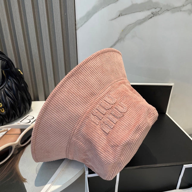 MIUMIU BUCKET IN PEACHY PINK VELVET WITH LOGO