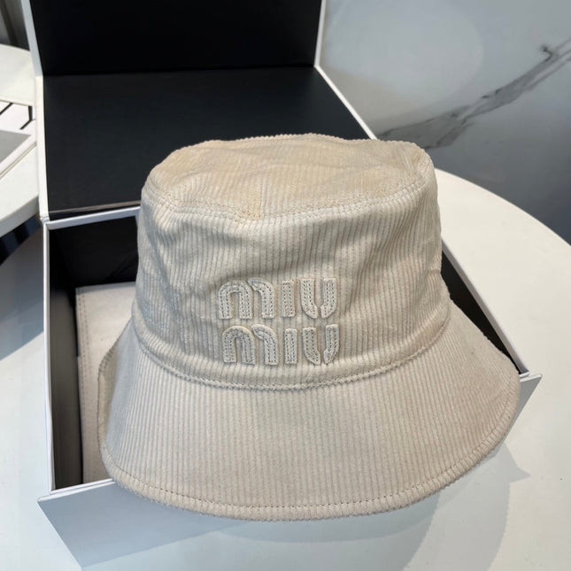 MIUMIU BUCKET IN CREAM WHITE VELVET WITH LOGO