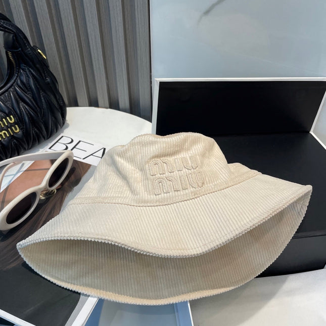 MIUMIU BUCKET IN CREAM WHITE VELVET WITH LOGO