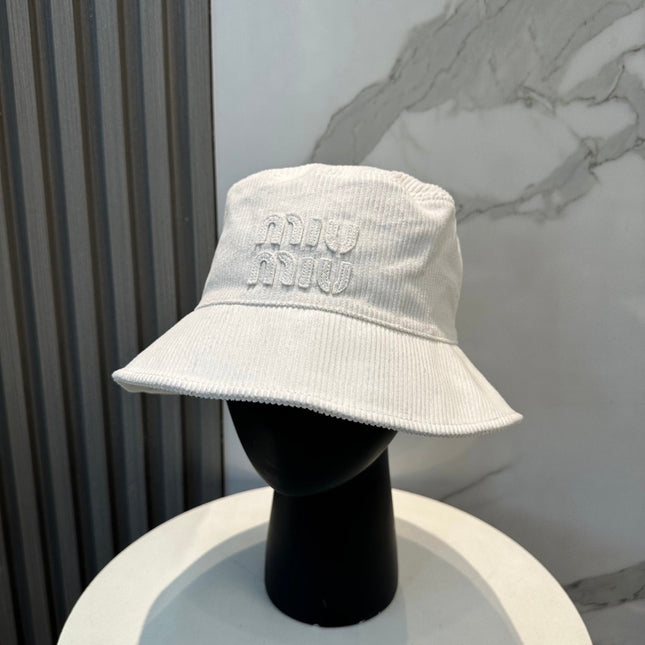MIUMIU BUCKET IN WHITE VELVET WITH LOGO