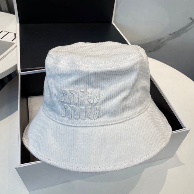 MIUMIU BUCKET IN WHITE VELVET WITH LOGO