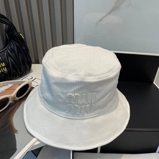 MIUMIU BUCKET IN WHITE VELVET WITH LOGO