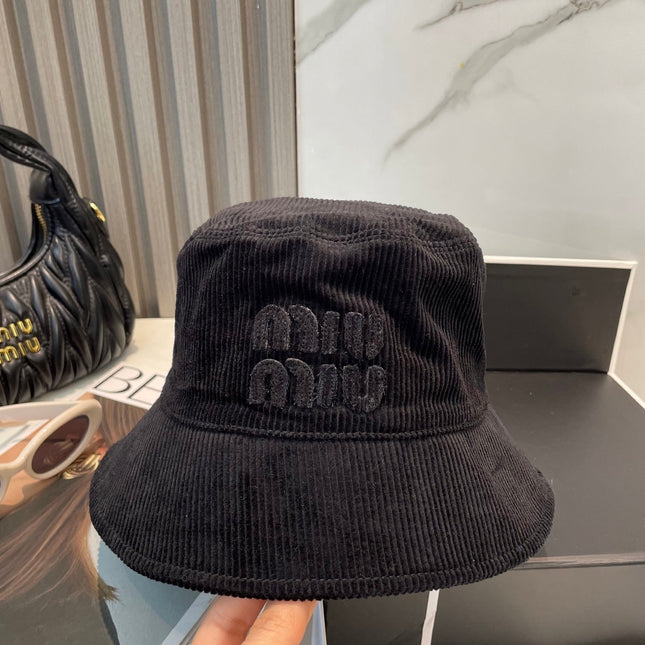 MIUMIU BUCKET IN BLACK VELVET WITH LOGO