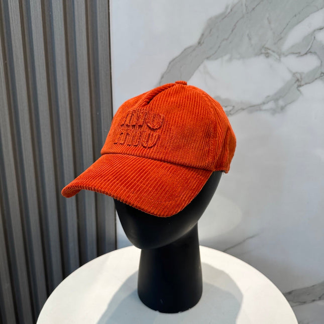 MIUMIU BASEBALL CAP IN ORANGE VELVET