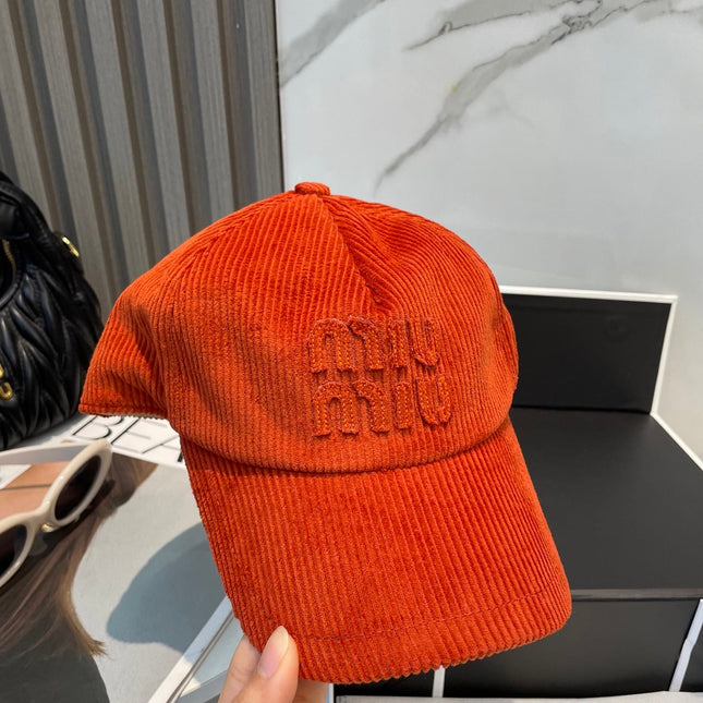 MIUMIU BASEBALL CAP IN ORANGE VELVET