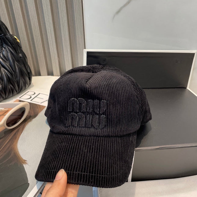 MIUMIU BASEBALL CAP IN BLACK VELVET