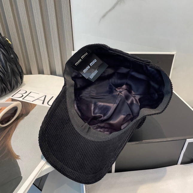 MIUMIU BASEBALL CAP IN BLACK VELVET