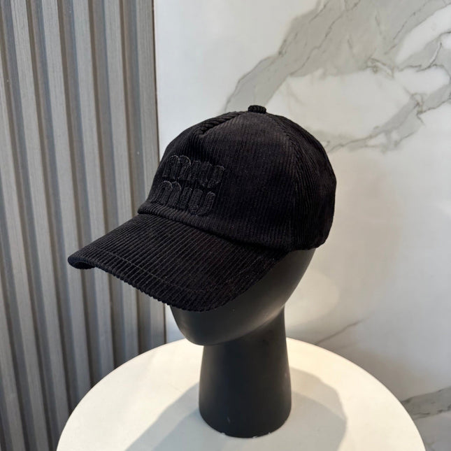 MIUMIU BASEBALL CAP IN BLACK VELVET
