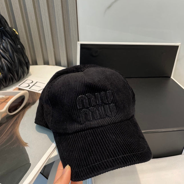 MIUMIU BASEBALL CAP IN BLACK VELVET