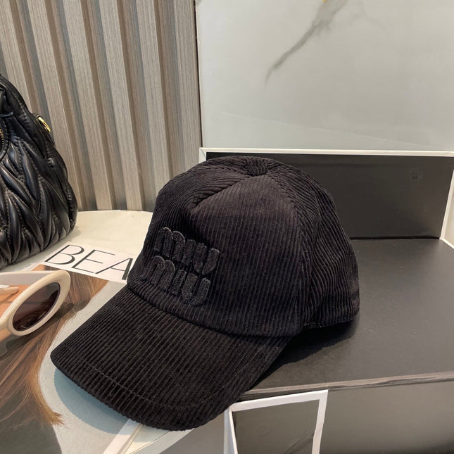 MIUMIU BASEBALL CAP IN BLACK VELVET