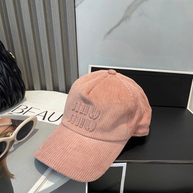 MIUMIU BASEBALL CAP IN PEACHY PINK VELVET