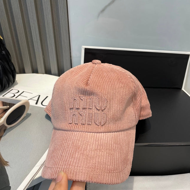 MIUMIU BASEBALL CAP IN PEACHY PINK VELVET