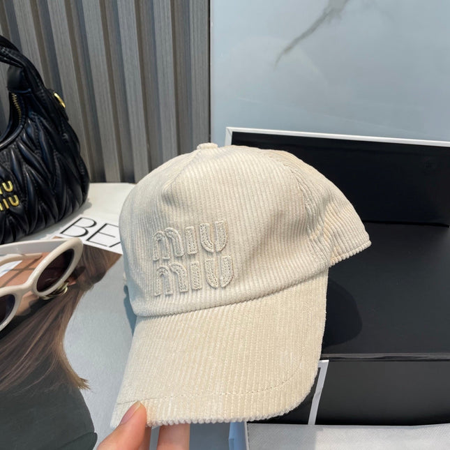 MIUMIU BASEBALL CAP IN CREAM WHITE VELVET