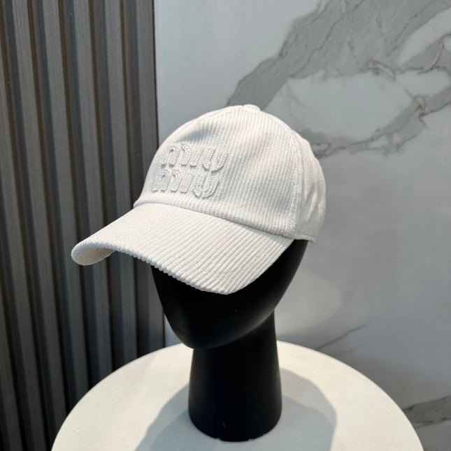 MIUMIU BASEBALL CAP IN WHITE VELVET