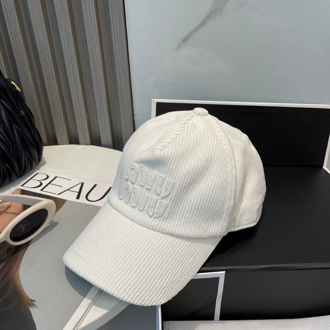 MIUMIU BASEBALL CAP IN WHITE VELVET