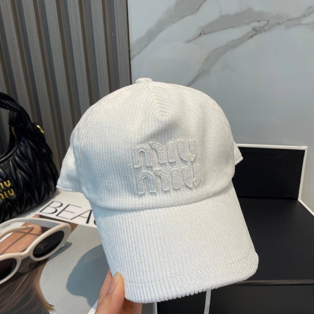 MIUMIU BASEBALL CAP IN WHITE VELVET