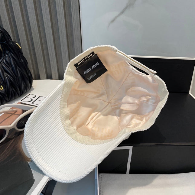 MIUMIU BASEBALL CAP IN WHITE VELVET
