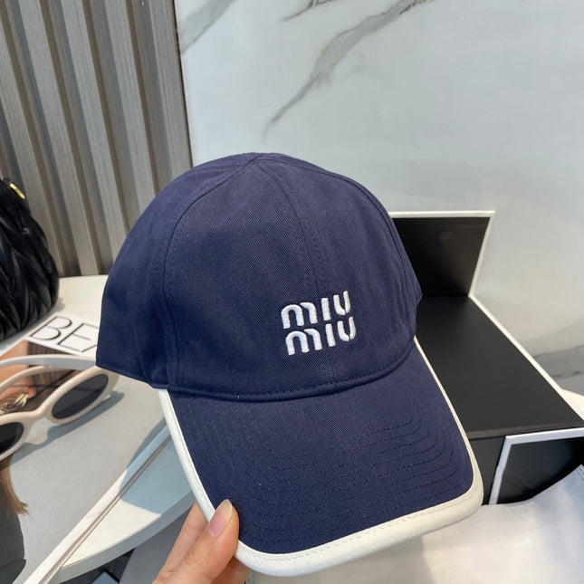 MIUMIU BASEBALL CAP IN NAVY BLUE FABRIC STYLE 7
