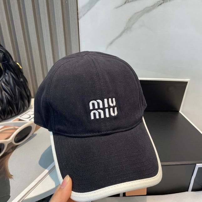 MIUMIU BASEBALL CAP IN BLACK AND WHITE FABRIC STYLE 2