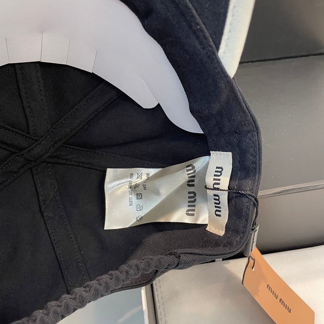 MIUMIU BASEBALL CAP IN BLACK AND WHITE FABRIC STYLE 2