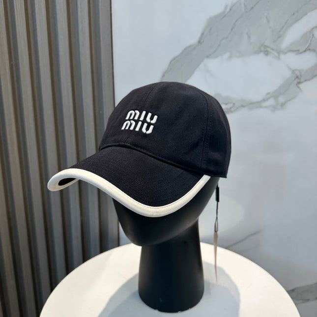 MIUMIU BASEBALL CAP IN BLACK AND WHITE FABRIC STYLE 2