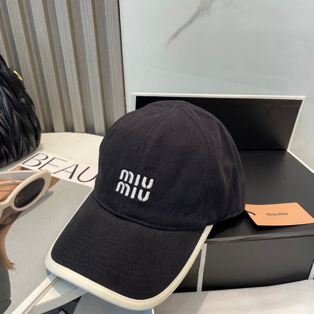 MIUMIU BASEBALL CAP IN BLACK AND WHITE FABRIC STYLE 2