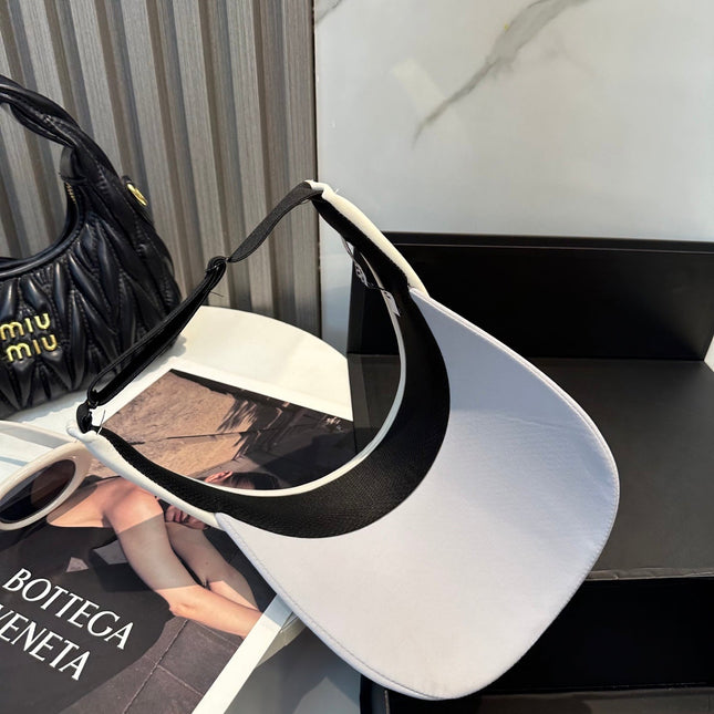 MIUMIU SPORT VISOR CAP IN COOL GRAY MIX WHITE FABRIC