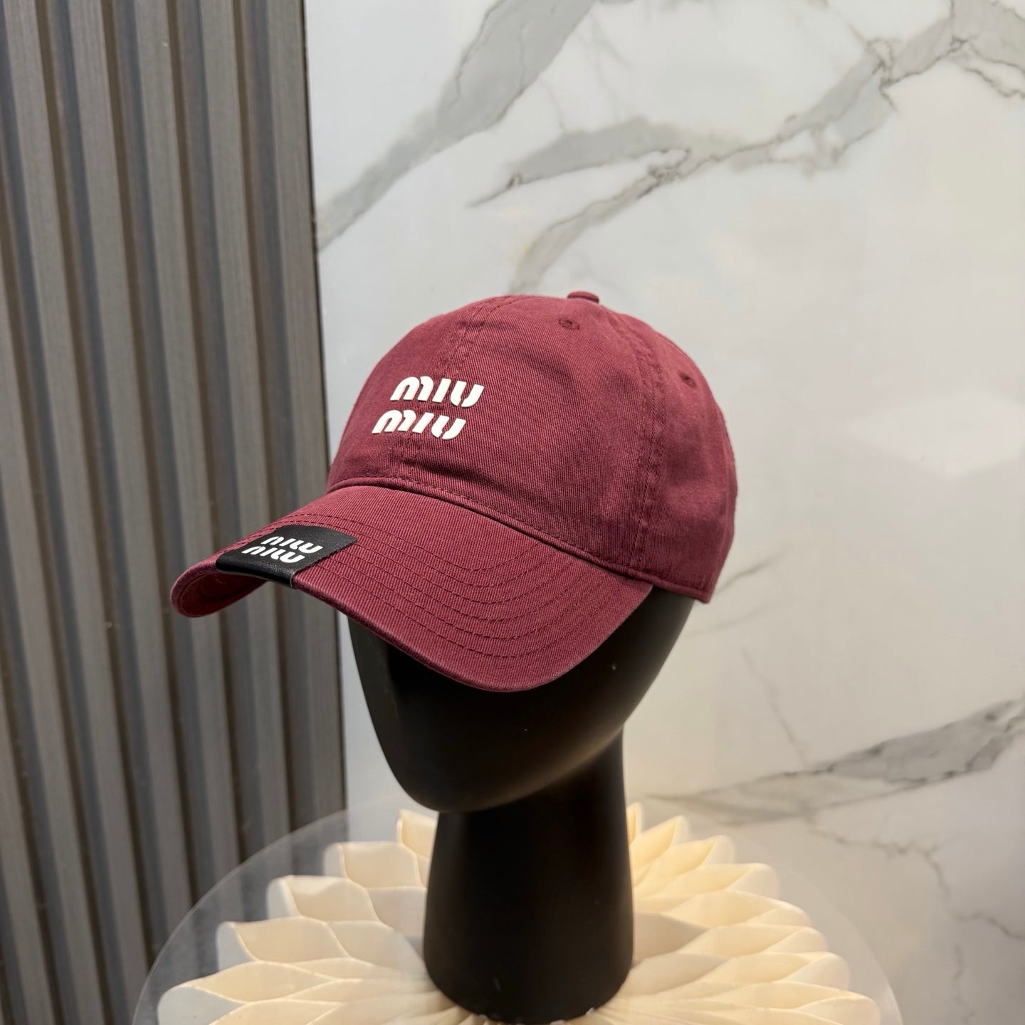 MIUMIU 26S BASEBALL CAP IN DARK RED 339688