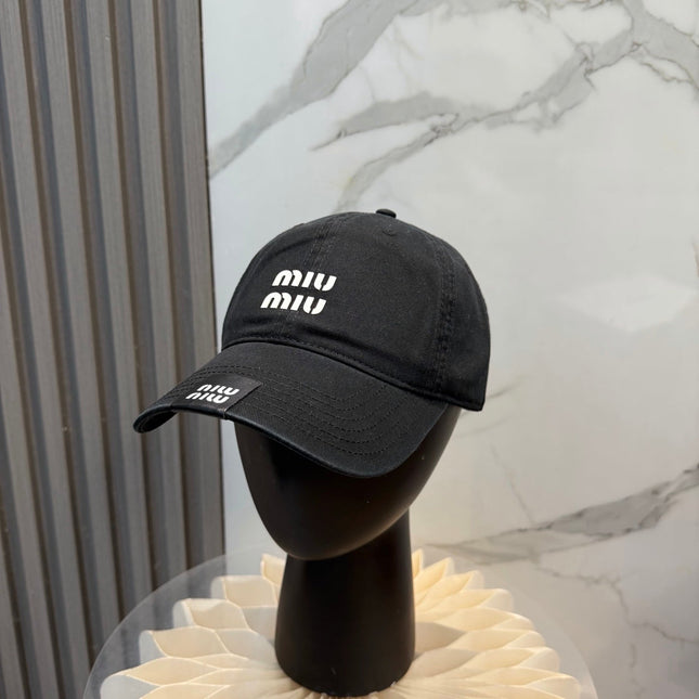 MIUMIU 26S BASEBALL CAP IN BLACK 339690
