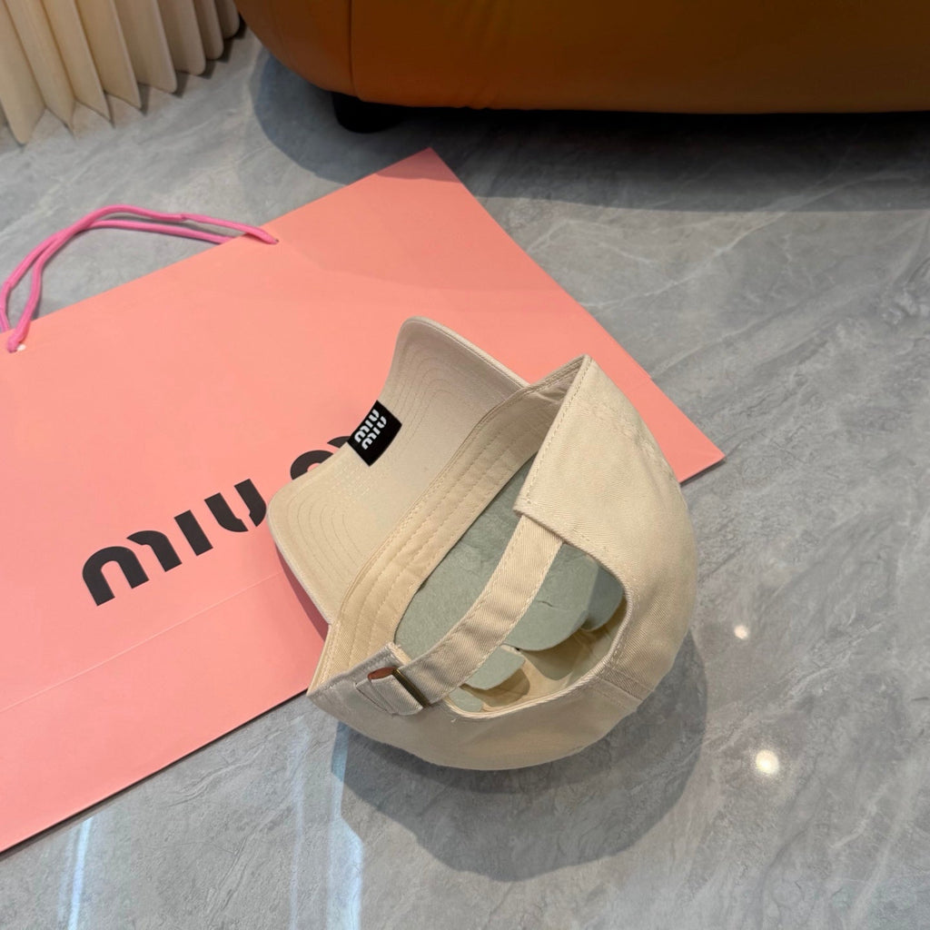 MIUMIU 26S BASEBALL CAP IN BEIGE 339691