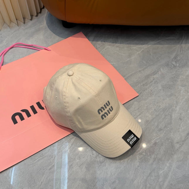 MIUMIU 26S BASEBALL CAP IN BEIGE 339691