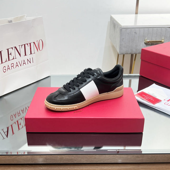 VALENTINO 25S UPVILLAGE SNEAKERS IN BLACK MIX WHITE LAMBSKIN STYLE 1
