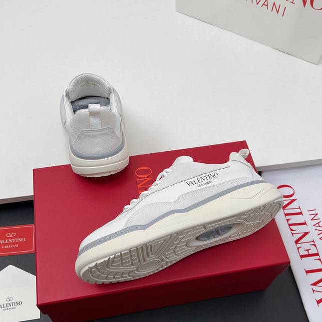 VALENTINO 25S RUNBOOT SNEAKERS IN WHITE SUEDE AND LAMBSKIN