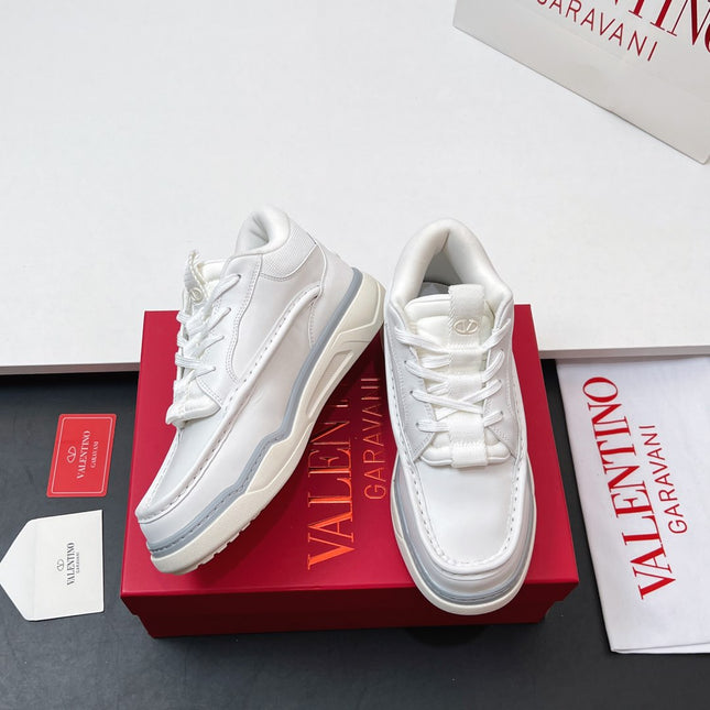 VALENTINO 25S RUNBOOT SNEAKERS IN WHITE LAMBSKIN