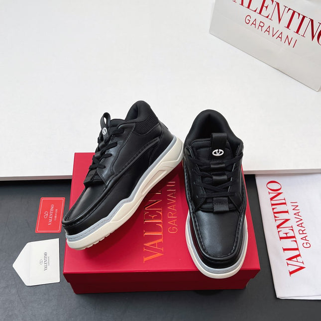 VALENTINO 25S RUNBOOT SNEAKERS IN BLACK LAMBSKIN