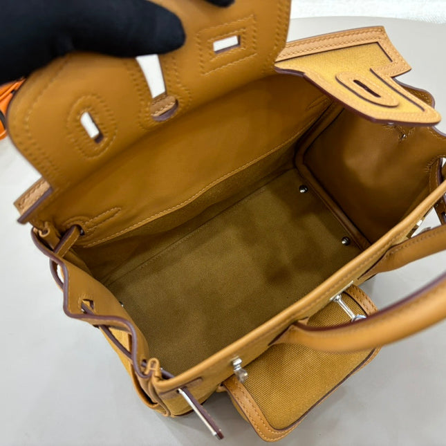 HM 25S BIRKIN CARGO 25 CM IN CARAMEL BROWN CANVAS AND SWIFT WITH SILVER HARDWARE