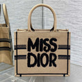 BOOK TOTE 26 BEIGE AND BLACK MISS GRAFFITI EMBROIDERY