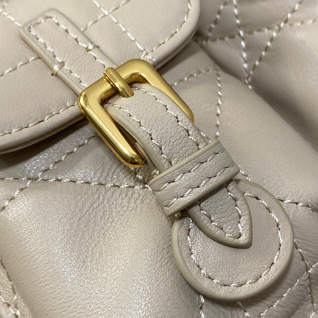 SMALL 23 CARO BACKPACK IN ALMOND BEIGE MACROCANNAGE LAMBSKIN
