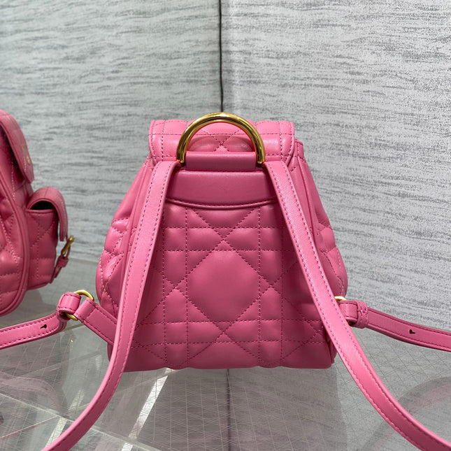 SMALL 20 CARO BACKPACK IN PUNCH PINK MACROCANNAGE LAMBSKIN